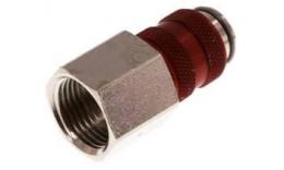 Quick coupling (red sliding sleeve) NW5 with inner thread, brass nickel -plated (MSV)
