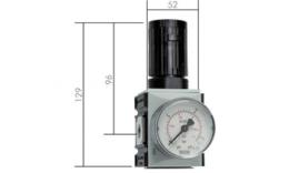 Régulateur de pression de précision G1/4, 0,5 à 4 bar, 1250 l/min