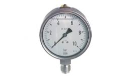 Glycerine pressure gauge vertical Ø 100 mm, chemical version, class 1.0