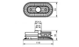 Ovale zuignap, 110x55 mm.