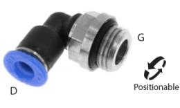 Knie push-in inschroefkoppeling O-ring, 4mm, G 1-8'', mini - afmetingen Knie push-in inschroefkoppeling O-ring, 4mm, G 1-8'', mini - afmetingen