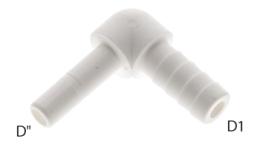 Insert de transition de la tige vers la buse du tuyau, coin alimentaire - dimensions