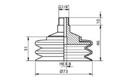 Bellows suction cup, 73 x 31 mm
