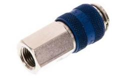 Quick coupling (blue sliding sleeve) NW5 with inner thread, brass nickel -plated (MSV)