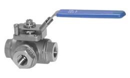 Stainless steel 3-way ball valves up to 63 bar