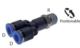 Accouplement à visser enfichable en Y filetage conique - dimensions