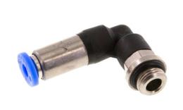 Push-in coupling with shut-off valve and cylindrical thread, self-closing