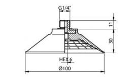 Jeu de ventouses, diamètre 100 mm avec filetage extérieur R 1/4