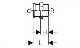 Pneuparts  transition with male thread tip