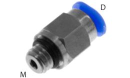 Rechte push-in inschroefkoppeling, 3mm, M6, mini - afmetingen