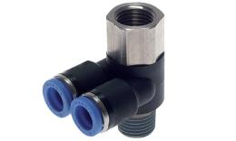 Knee Y screw-in screw-on coupling with conical thread