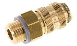 Double-sided lockable quick coupling NW5 male thread, Brass (MS)
