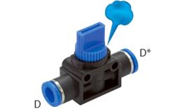 Válvulas de 3-2 vias com conexão push-in - dimensões