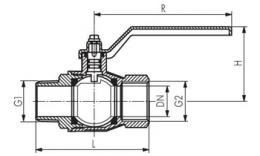 2-piece ball valves with full passage up to 50 bar Drawing
