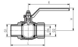 2-teilige Kugelhähne mit vollem Durchgang bis 50 bar Zeichnung