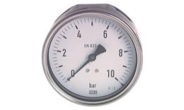 Pressure gauge horizontal Ø 100 mm chrome nickel steel - brass, robust, class 1.0
