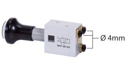 Manual push-pull 3-2 valve with pneumatic reset, 4mm