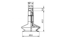 Vacuum cup set met valve, diameter 53 mm met R 1/4" buitendraad