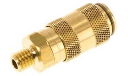 Double -sided lockable quick coupling NW 2.7 with external wire M5, brass (MS)