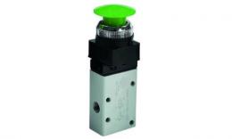 Mechanical valve with green mushroom button