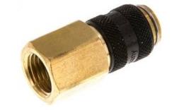 Quick coupling (black sliding sleeve) NW5 with inner thread, brass (MS)