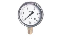 Pressure gauge vertical Ø 100 mm chrome nickel steel - brass, robust, class 1.0