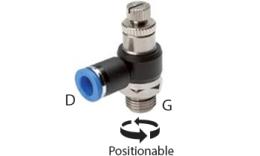 Knee speed control valves exhaust air regulating - dimensions Knee speed control valves exhaust air regulating - dimensions
