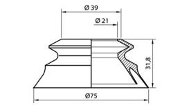 One bellows vacuum cup 75mm