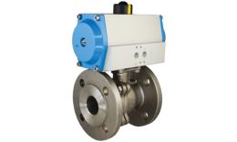 Válvula de esfera de flange operada pneumaticamente de dupla ação em aço inoxidável