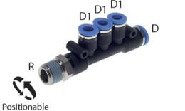 4-pos T distributor screw-in conical thread - dimensions 4-pos T distributor screw-in conical thread - dimensions