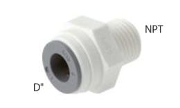 Accouplement droit enfichable, filetage NPT, alimentaire (pouce) - dimensions