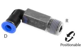 Attacco a innesto a ginocchio lungo con O-ring, 4mm, R 1-8'', mini - dimensioni