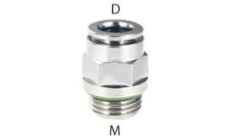 Straight push-in screw-in coupling, M-thread, high temperature - dimensions
