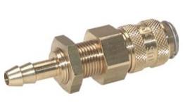 Double -sided lockable quick coupling NW5 with Scotchy and Hose pillar, brass (MS)