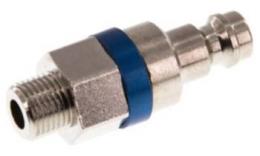 Coupling plug (blue sliding sleeve) NW5 with external wire, brass nickel -plated (MSV)