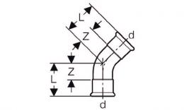 Pneuparts bocht 45 pers-pers