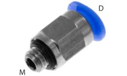 Rechte push-in inschroefkoppeling, 4mm, M5, mini - afmetingen