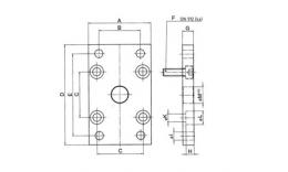 Tekening flensbevestiging voor compacte cilinder