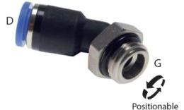 Knee push-in screw-in coupling 45 degree O-ring - dimensions