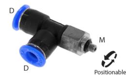 Raccord à visser en L avec joint torique, 4mm, M3, mini - dimensions