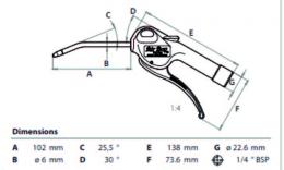 Air blow guns 1-4 BSP female - Air-Boy Drawing