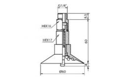 Vacuum cup set, diameter 60 mm with R 1/4" external thread