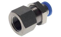 Bulkhead push in fitting with female thread