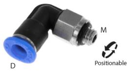 O-ring de acoplamento push-in de joelho, 4mm, M5, mini - dimensões O-ring de acoplamento push-in de joelho, 4mm, M5, mini - dimensões