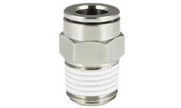 Straight push-in coupling, tapered thread, Nickel-plated brass