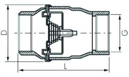 Stainless steel check valve, light design up to 16 bar_Drawing