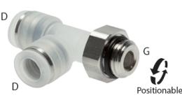 Acoplamentos laterais push-in, push-in, rosca cilíndrica, PP