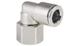 Knee push-in coupling, female thread, Nickel-plated brass