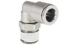 Knee push-in coupling, conical thread, Nickel-plated brass