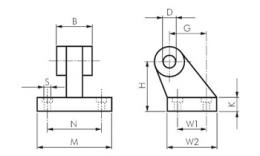 Rear hinge 90 male ISO 15552 drawing